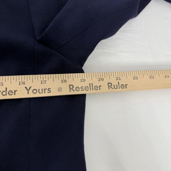 Talbots Blazer Womens 10 Navy Button Front Stretch Lined Peplum Peter Pan Collar - Picture 6 of 7